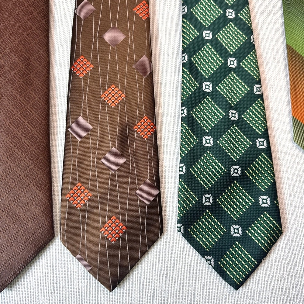 70s Vintage Necktie Bundle 6pc Andhurst Golden K Earth Tones Geometric Wide Ties - Picture 5 of 8